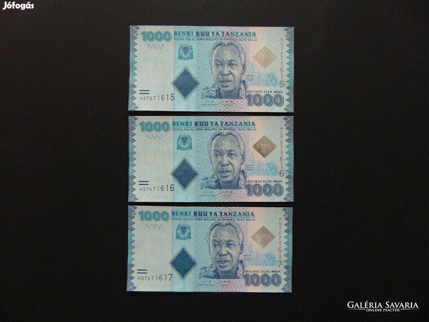 Tanzania 3 darab 1000 shilling hajtatlan - sorszámkövető !