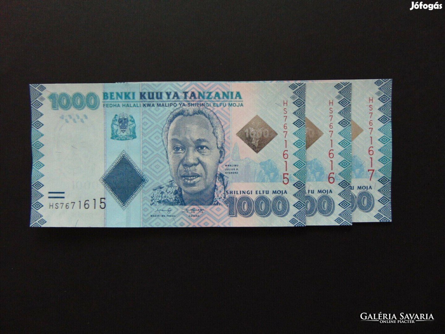 Tanzania 3 darab 1000 shilling hajtatlan bankjegyek