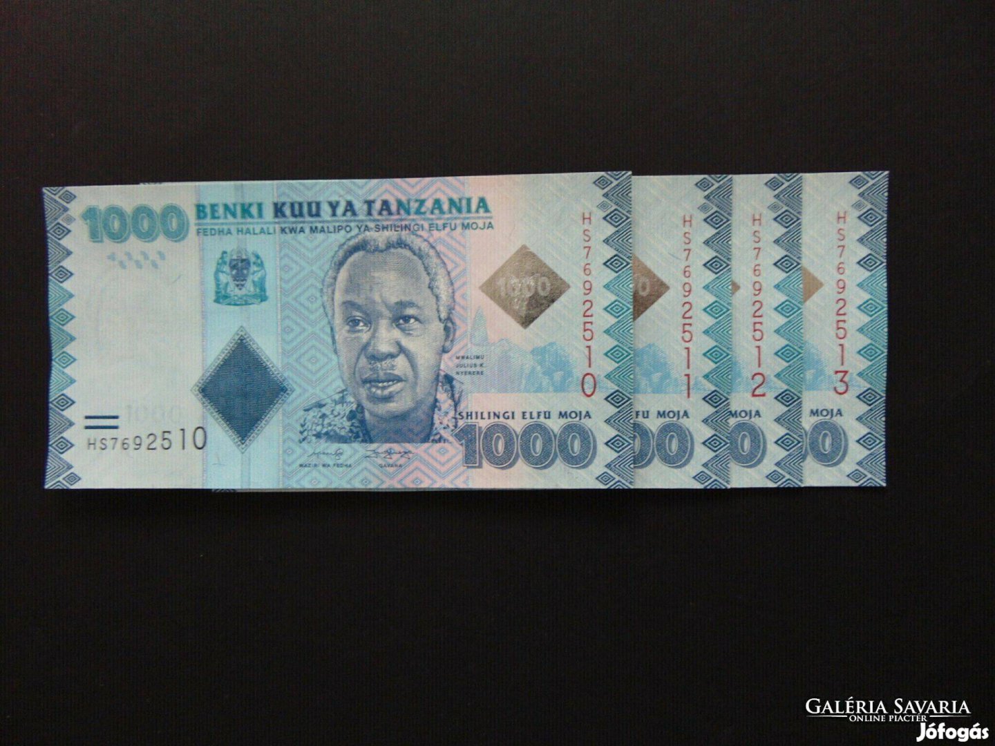 Tanzania 4 darab 1000 shilling hajtatlan - sorszámkövető