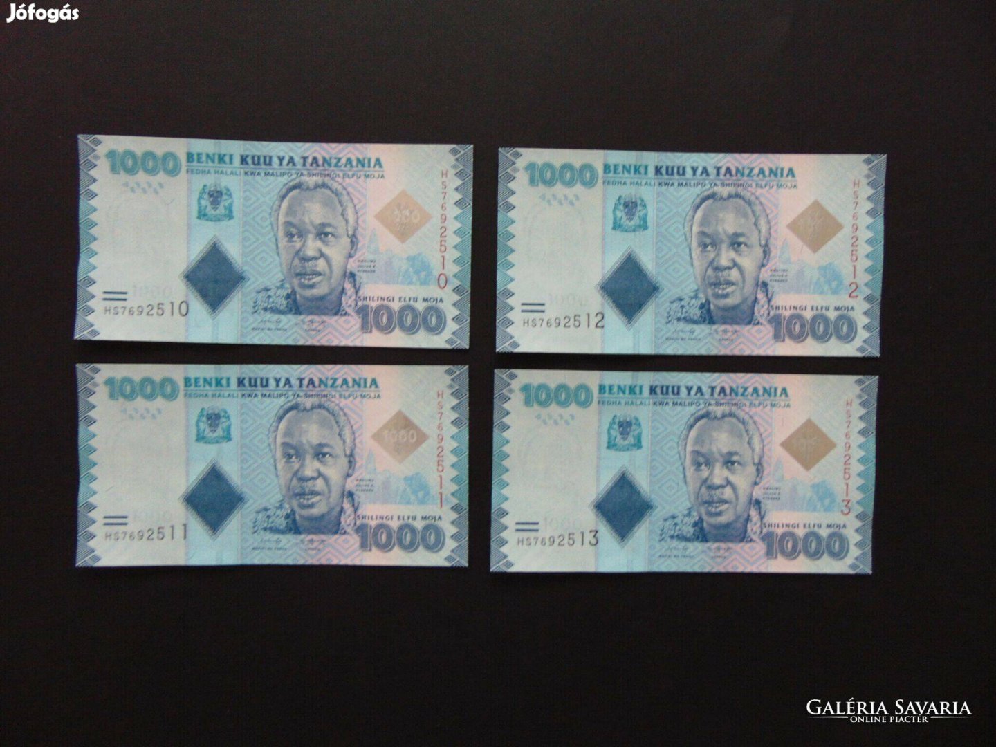 Tanzania 4 darab 1000 shilling hajtatlan - sorszámkövető !
