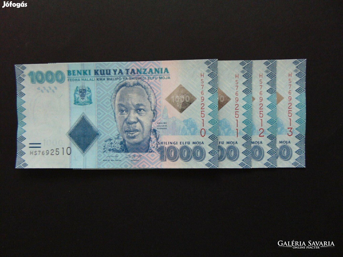 Tanzania 4 darab 1000 shilling hajtatlan - sorszámkövető !