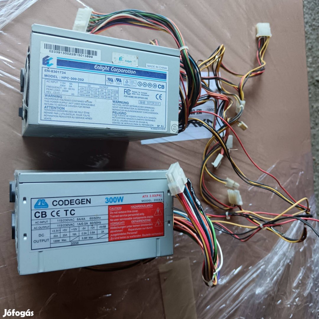 Táp asztali számítógéphez 2 féle 300W, egyik 115230V-s,szett