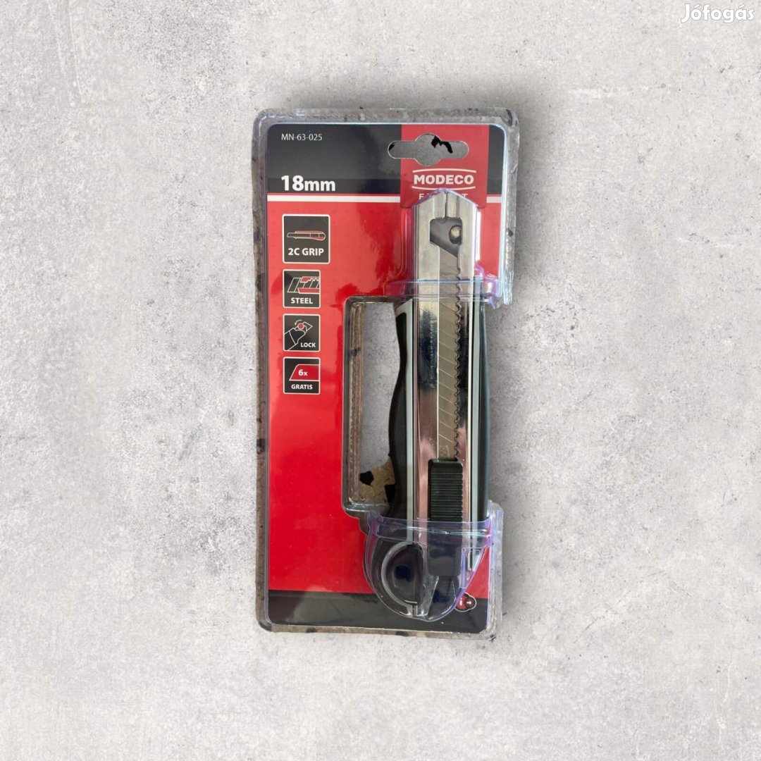 Tapétavágó kés 18 mm pengetárolós (6 db) fémbetétes