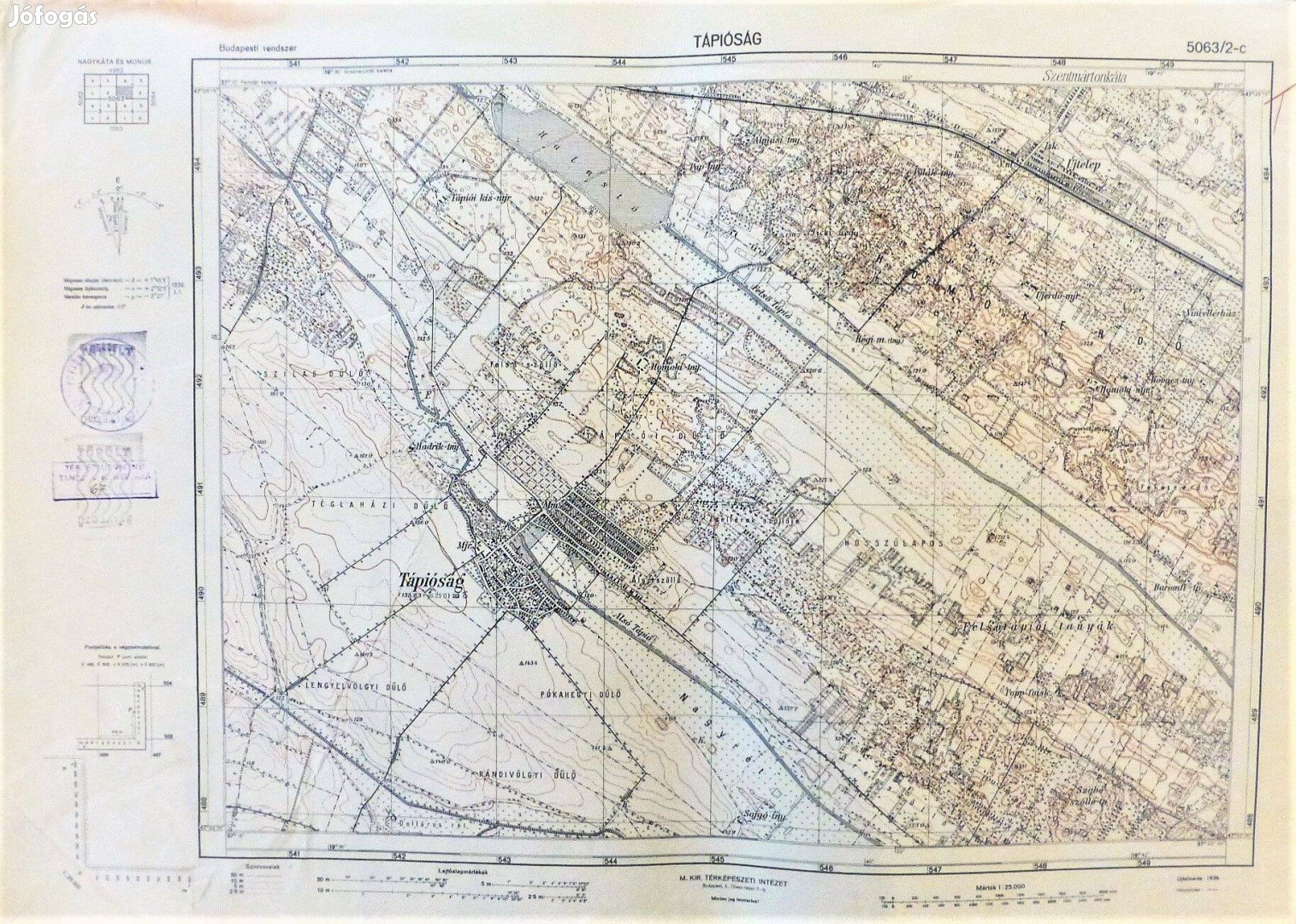 Tápióság környéke régi térkép 1936