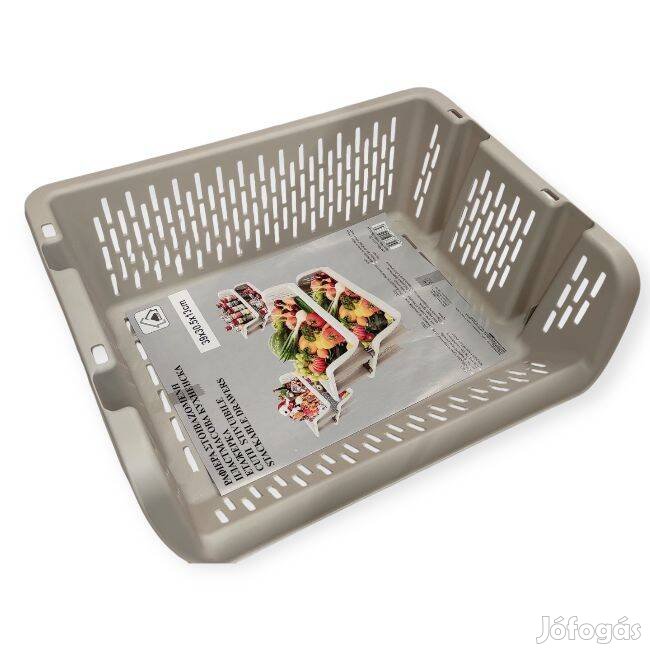 Tárolókosár egymásra rakható nyitott bézs 39x30,5x13 cm