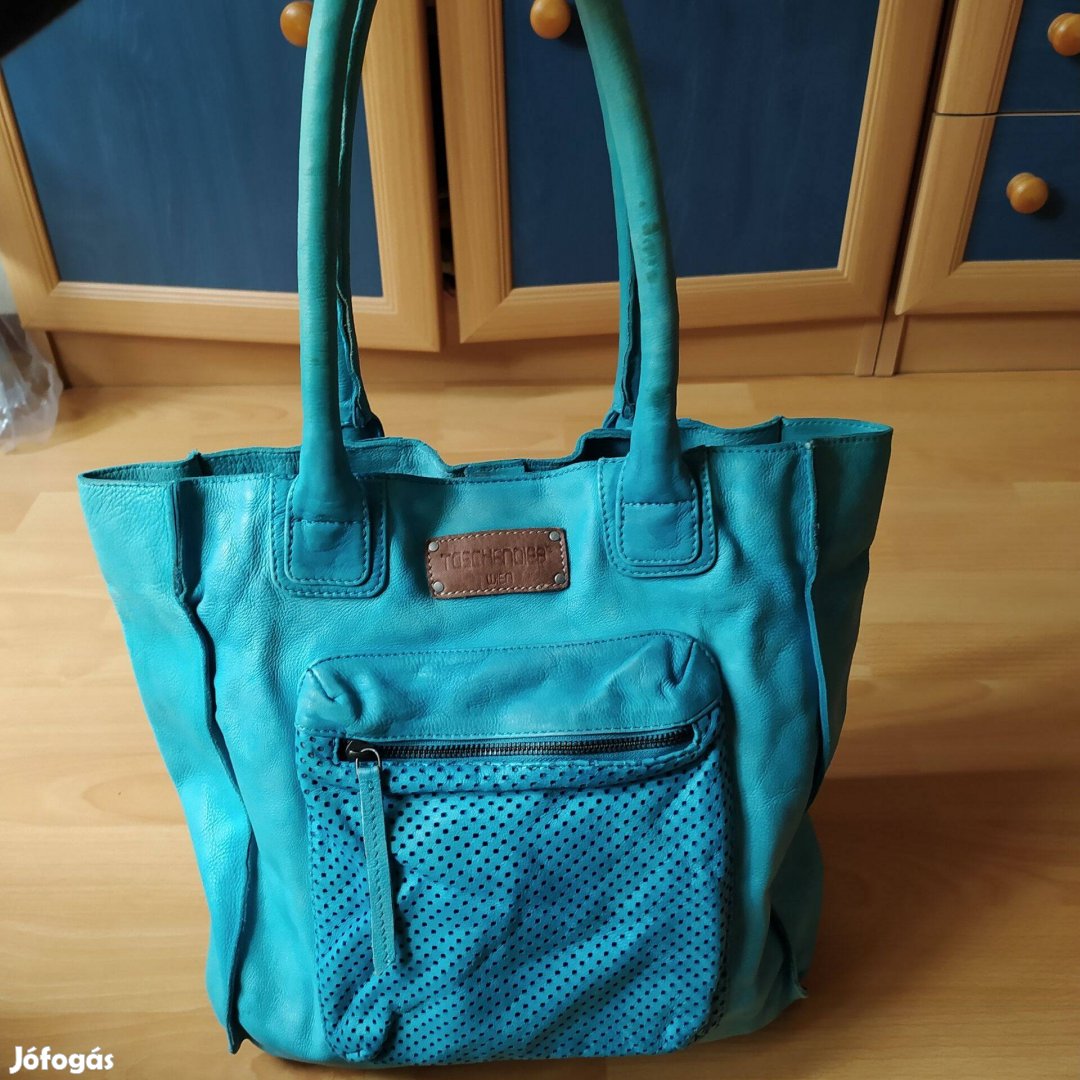 Taschendieb Wien álomszép türkiz bőr női táska válltáska