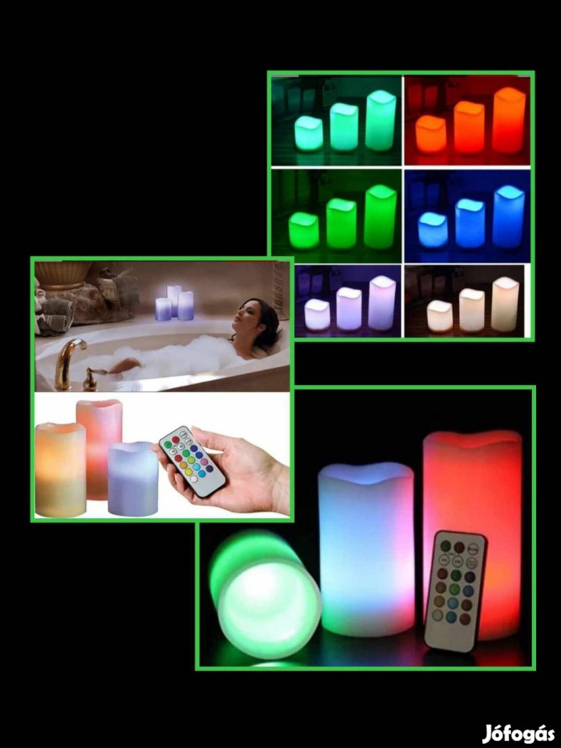 Távirányító + 3db programozható LED gyertya vízálló hangulatvilágitás