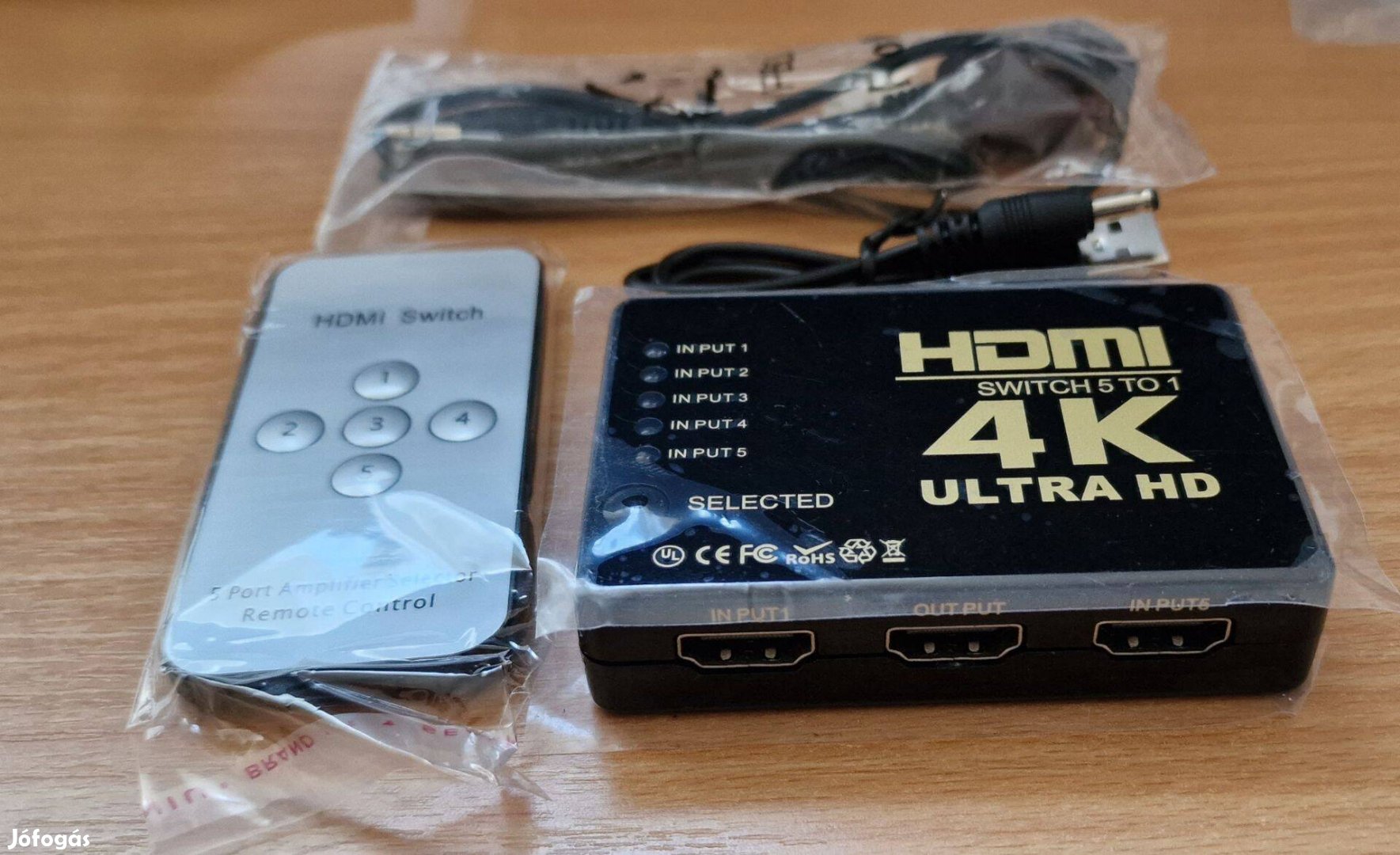 Távirányítós 4K HDMI HUB kapcsoló elosztó 5 be és 1 kimeneti