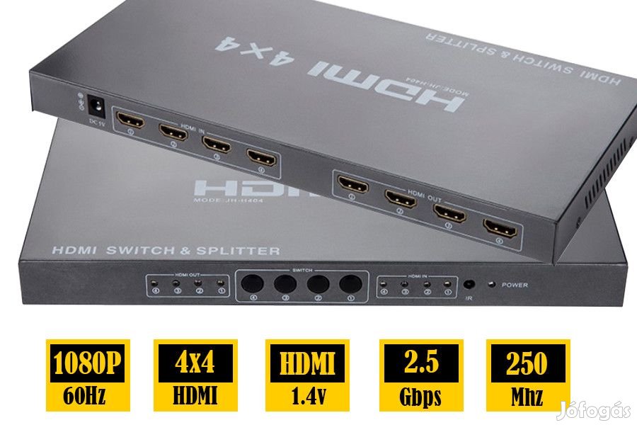 Távirányítós HDMI 4 in 4 out Switch & Splitter 1.4V 3D 1080P /PS3 /PS