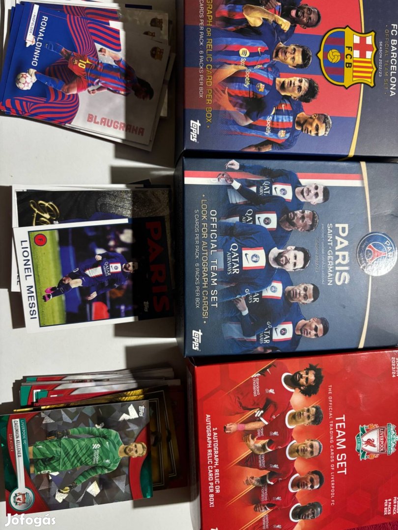 Team set dobozok kártyák Barcelona -PSG -Liverpool