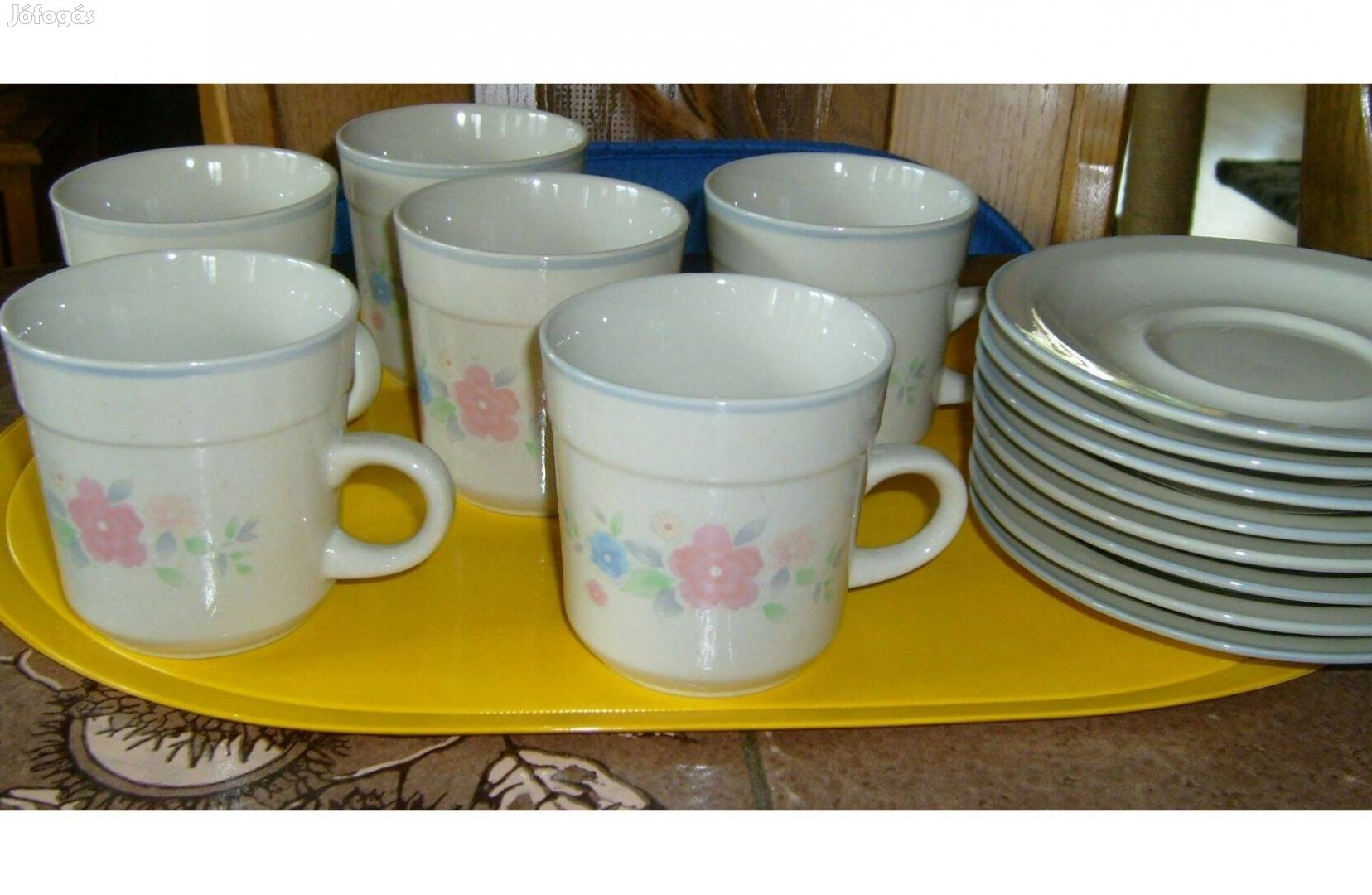 Teás bögre készlet 4 db, mikrózható, vastag porcelán 2 dl - Új