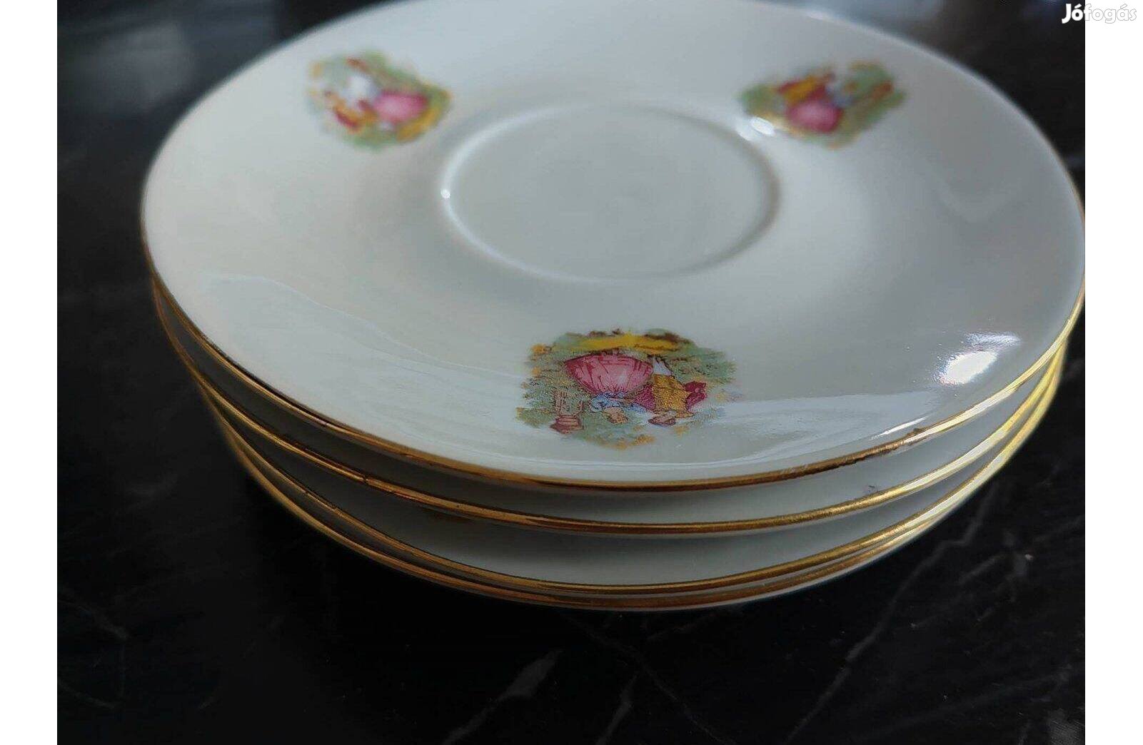 Teás csészealj 4 db, Alba Júlia porcelán kis tányér