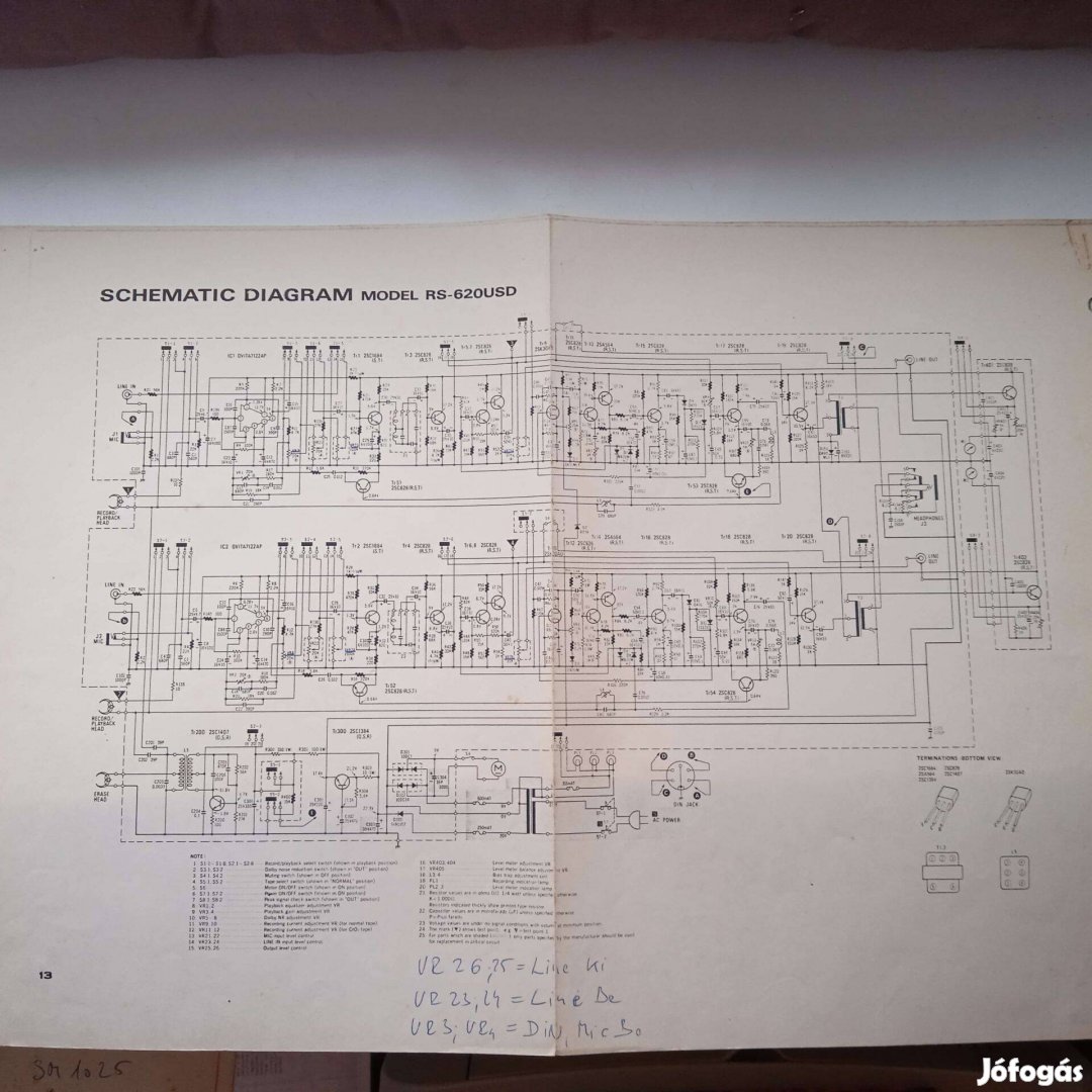 Technics RS-620 USD kazettás magnó eredeti gyári kapcsolási rajza
