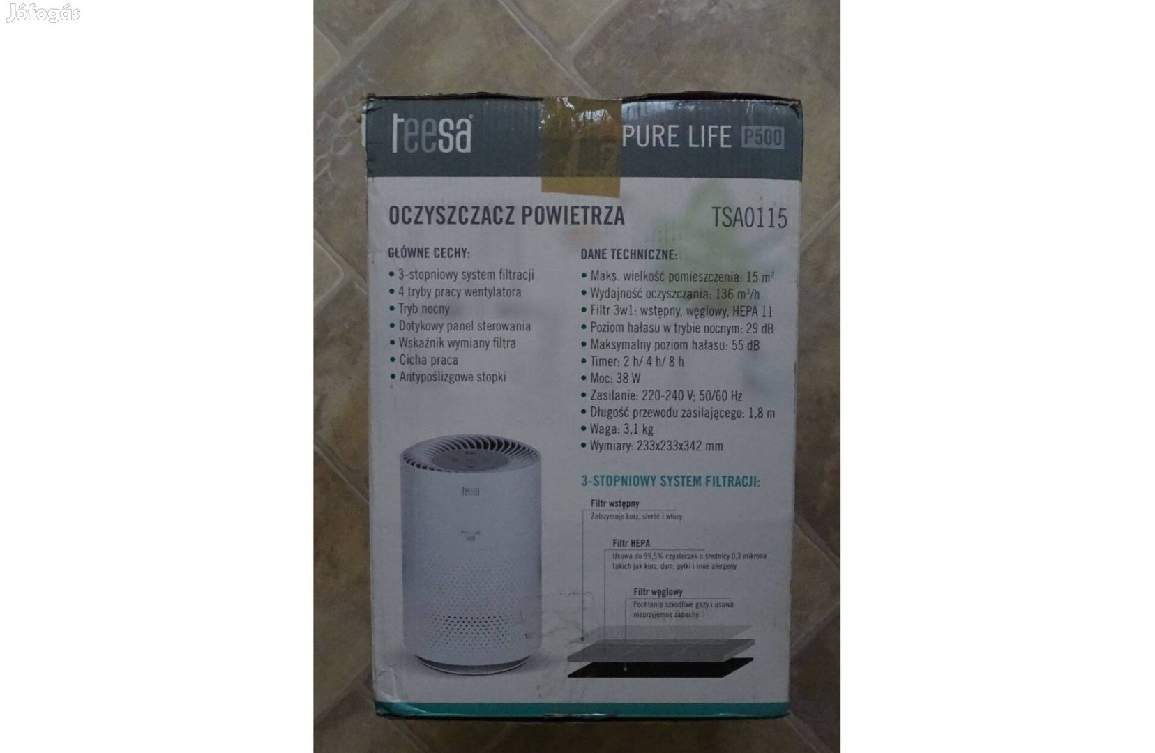 Teesa Pure Life P500 3in1 38W fehér légtisztitó