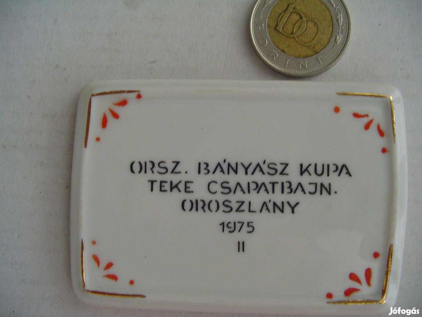 Teke Kupa porcelán érem 1975-ös Oroszlányi Bányász