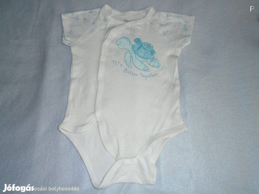 Teknősbéka mintás fehér rövid ujjú body 12-18 hó méret 86