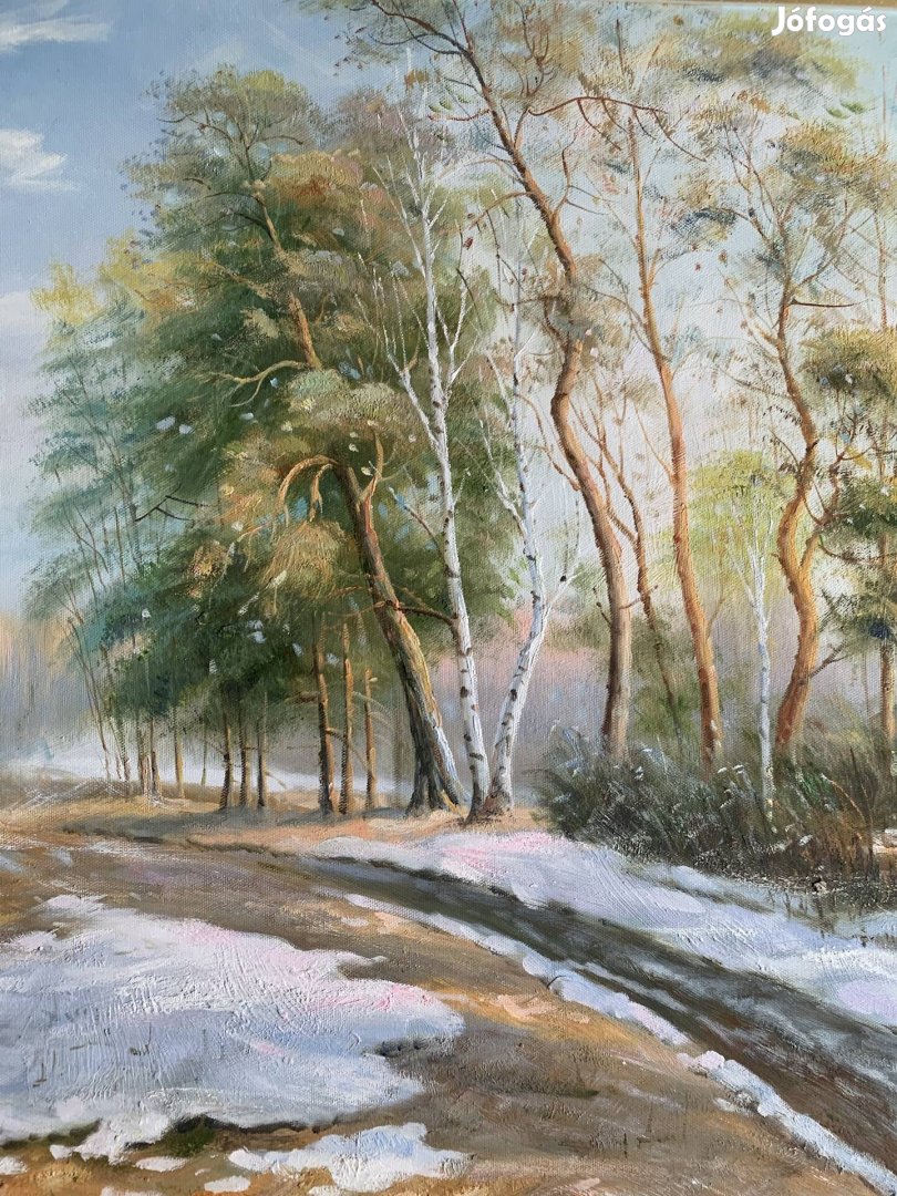 Tél olaj vászon festmény Pozsonyi Zsolt