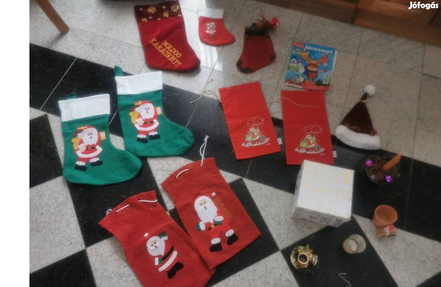 Télapós csomagoló, Mikulás zacskó, dekor, ajándékok egyben