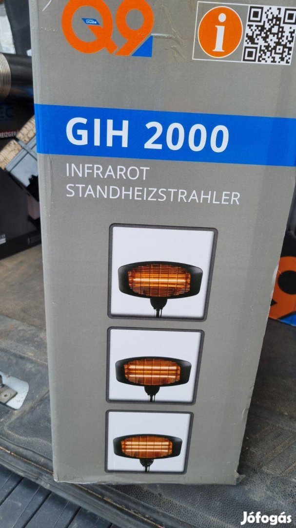 Teleszkópos rúddal 2000W-os infravörös hősugárzó, állítható