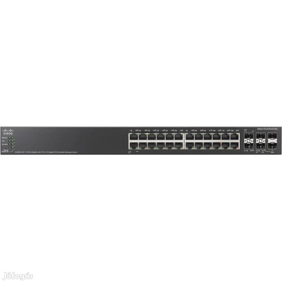 Téli árak! Cisco SG500X-24P-K9 Gigabit POE switch számlával, garanciáv