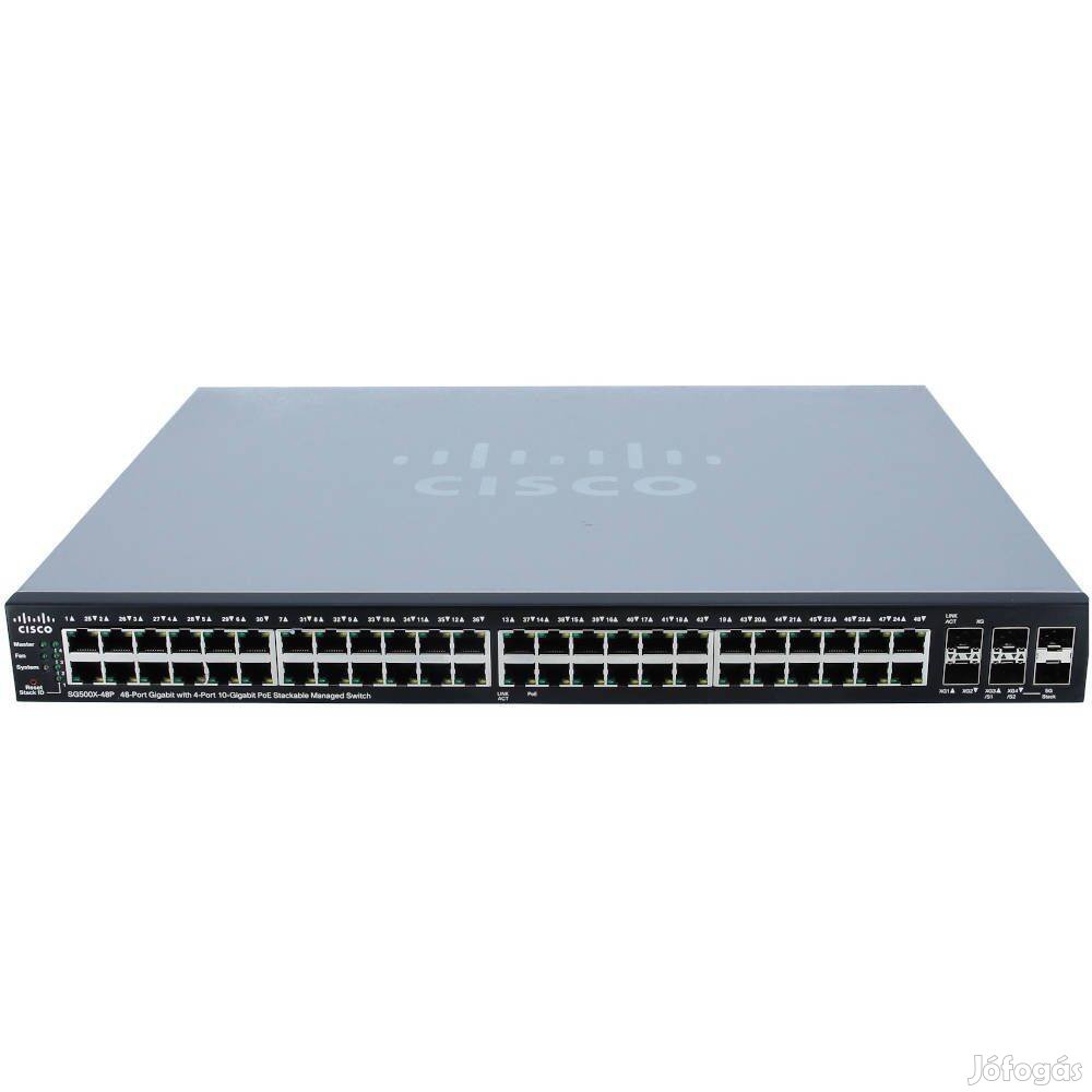 Téli áron! Cisco SG500X-48P-K9 Gigabit POE switch számlával, garanciáv