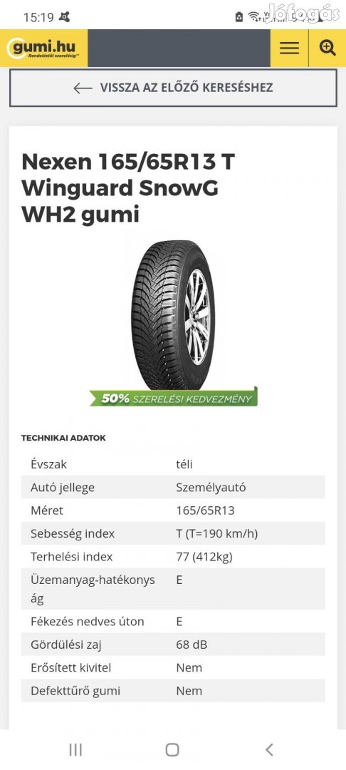 Téli gumi Nexen 165/65 R13T 2db