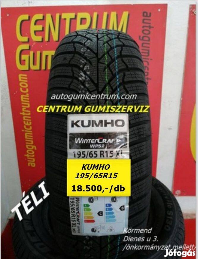 Téli gumik 195/65r15 - új Kumho