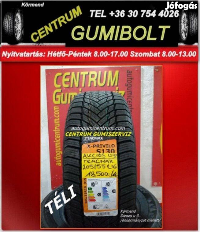 Téli gumik 205/55r16 - új Tracmax