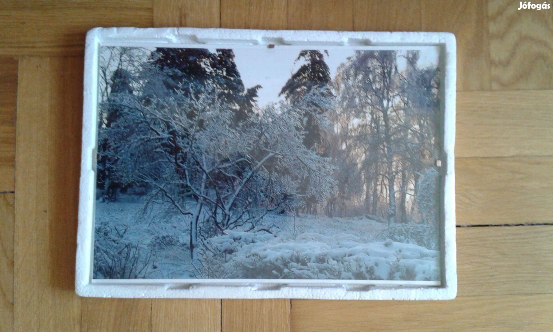 Téli kép üveggel, dekoráció 21 x 30 cm