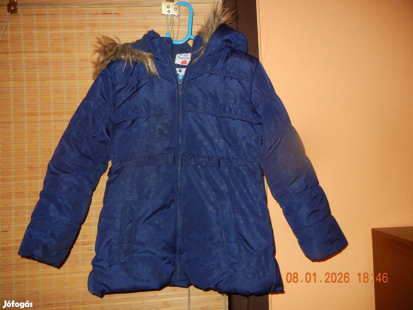 Télikabát kapucnis téli kabát kislány 116-os