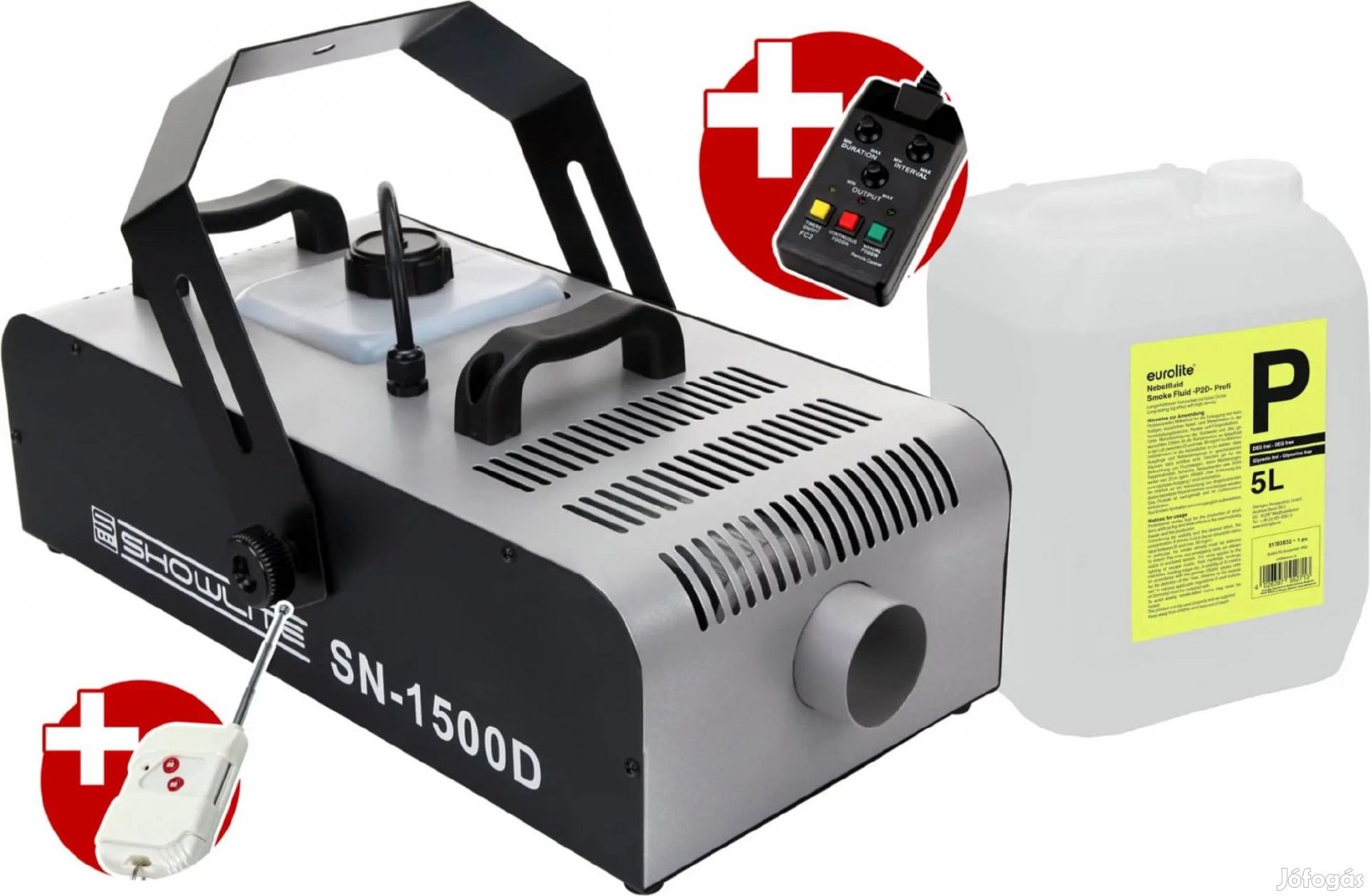 Teljes KÉSZLET Showlite SN-1500D DMX Ködgép 1500W távvezérlővel és
