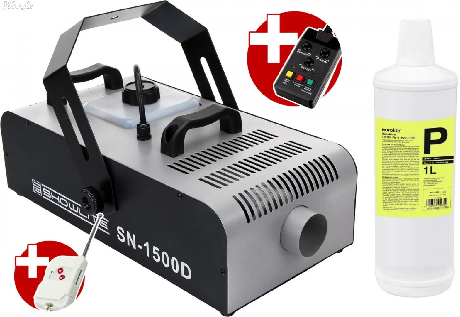 Teljes KÉSZLET Showlite SN-1500D DMX Ködgép 1500W távvezérlővel és