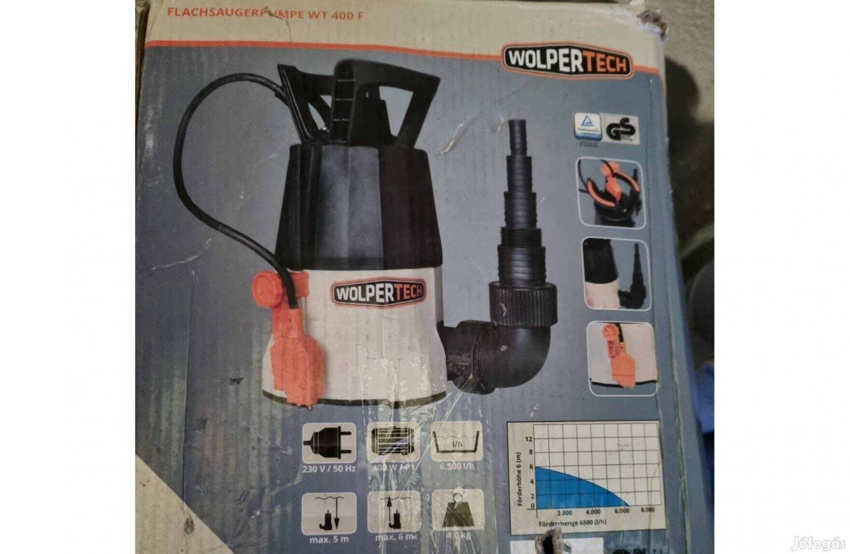 Teljes víztelenítéshez lapos szivattyú, 400W-os búvárszivattyú, garanc