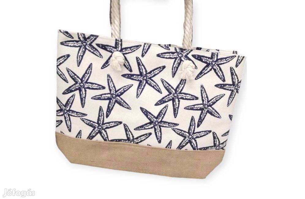 Tengeri csillagos bézs strandtáska 57x34x42 cm