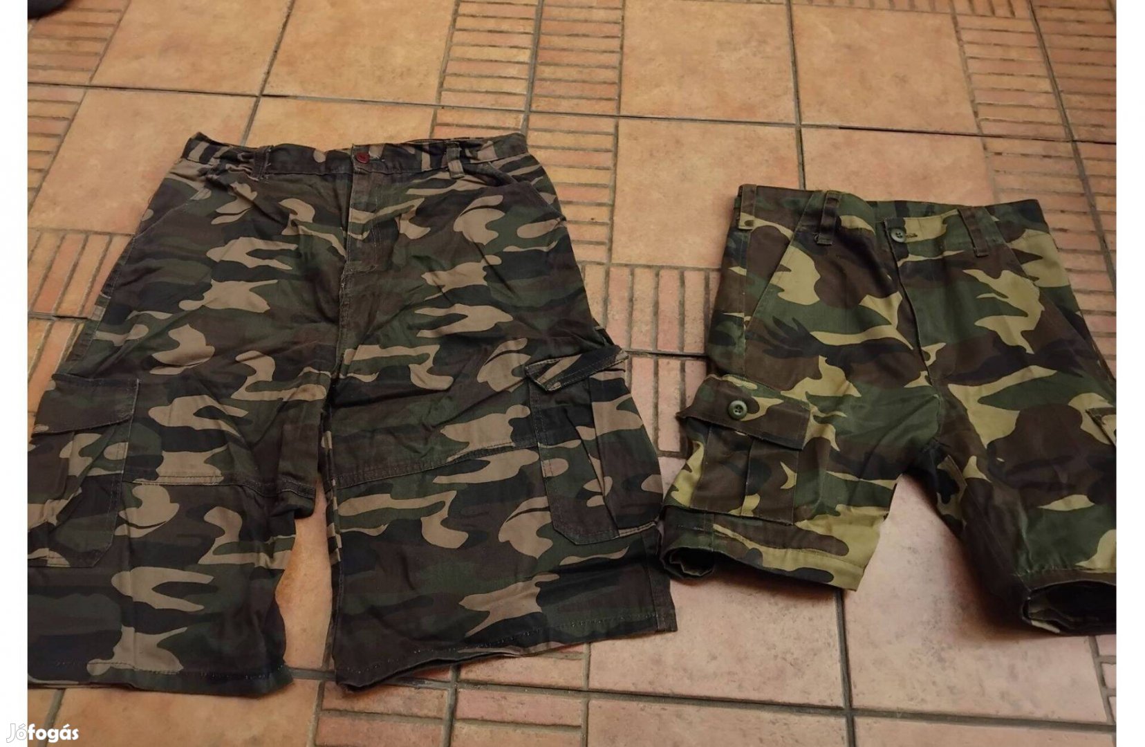Terepmintás katonai rövidnadrág horgász vadász nadrág XS S M 2db