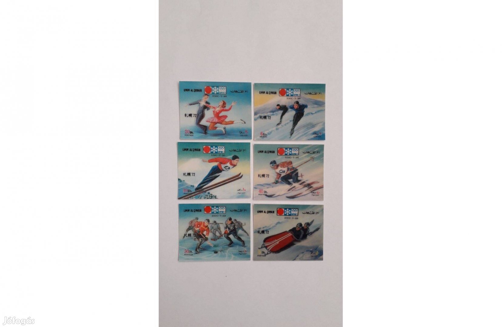 Térhatású 3D bélyeg téli sport postatiszta 4*5 cm darabár