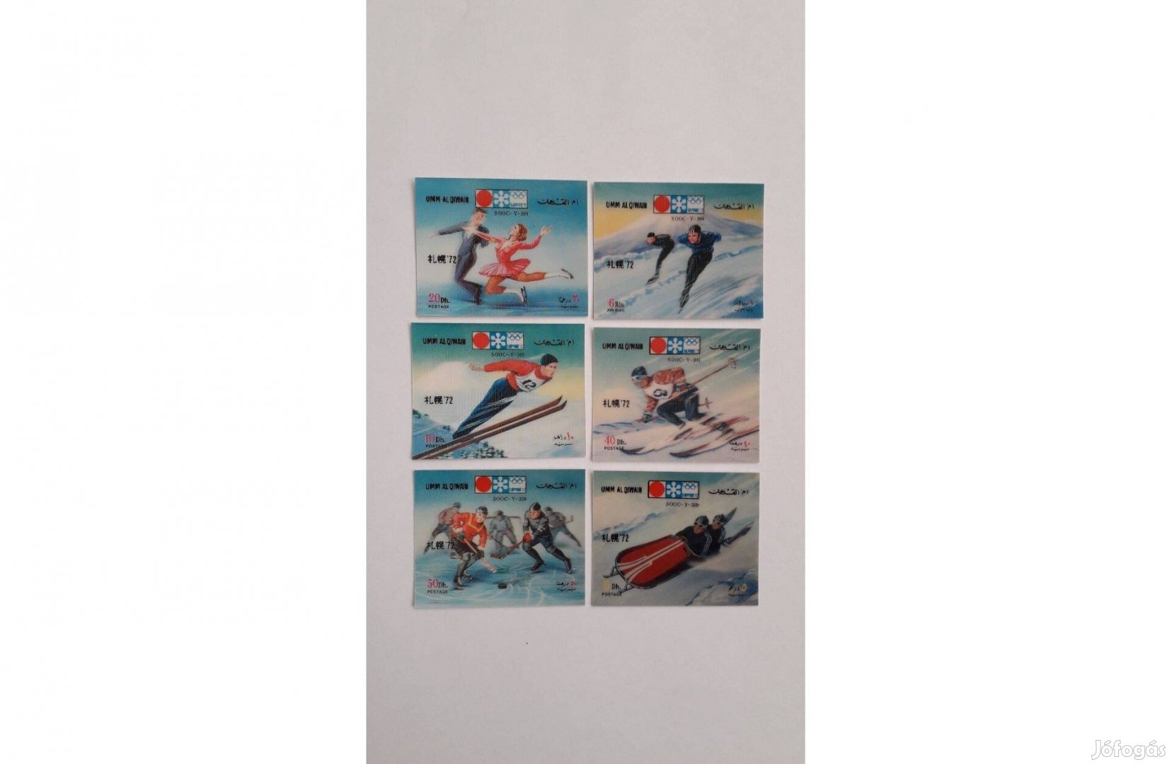 Térhatású 3D bélyeg téli sport postatiszta 4*5 cm darabár