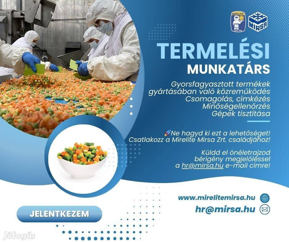 Termelési munkatárs állás