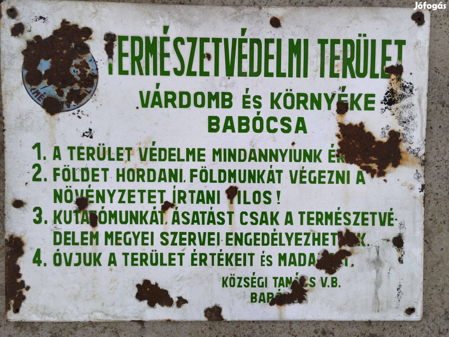 Természetvédelmi terület , nagyméretü zománctábla