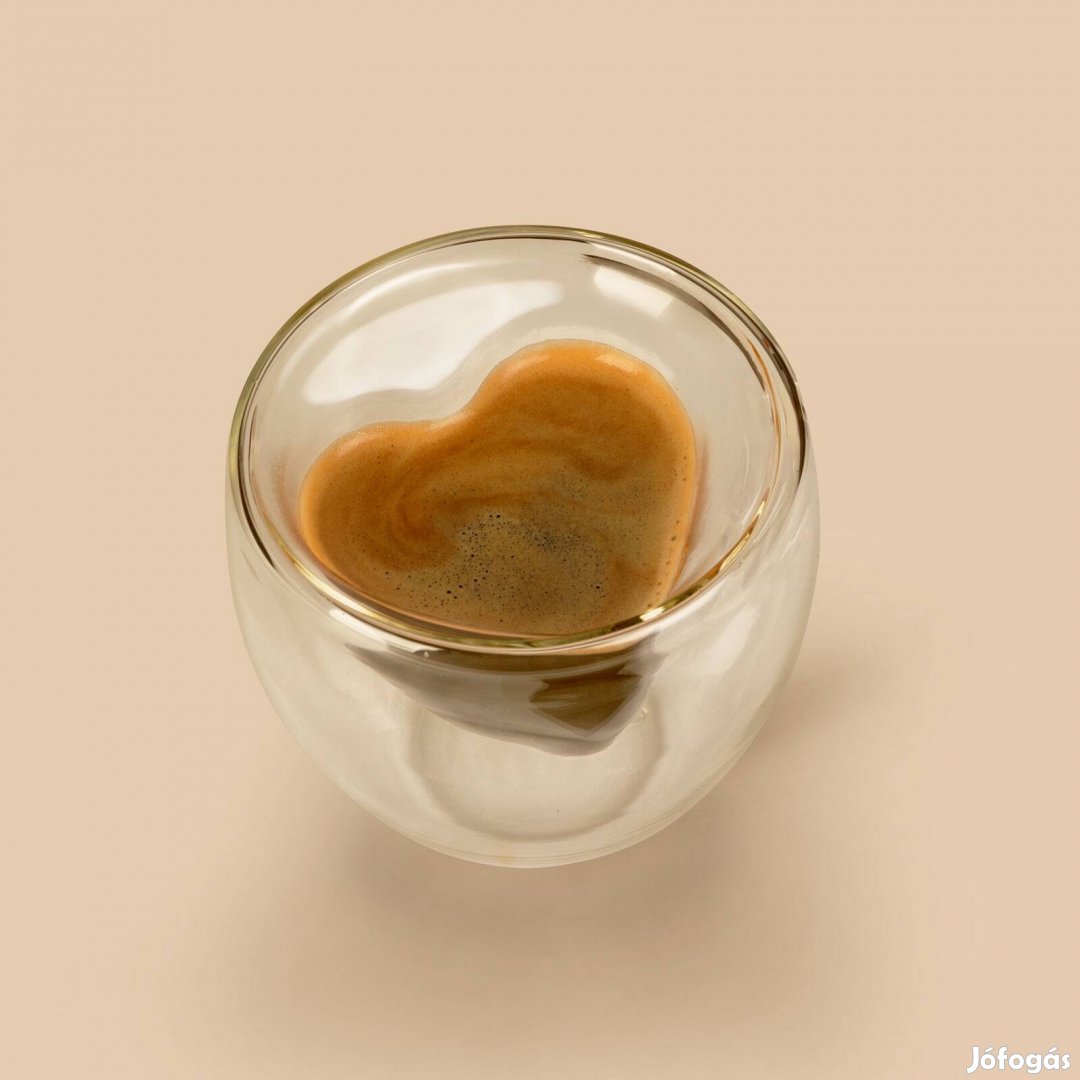 Termo pohár duplafalú üveg csésze kávéspohár szív formával 180ml