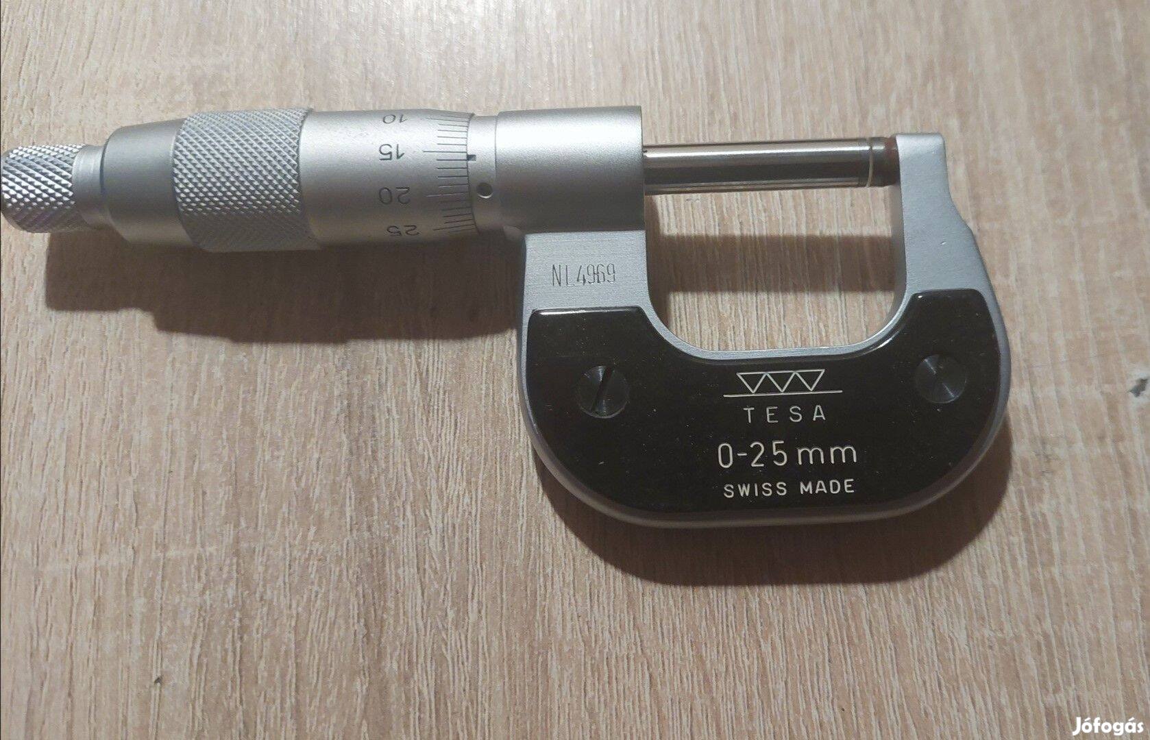Tesa, Made in Swiss Mikrométer eredeti fa dobozában Új
