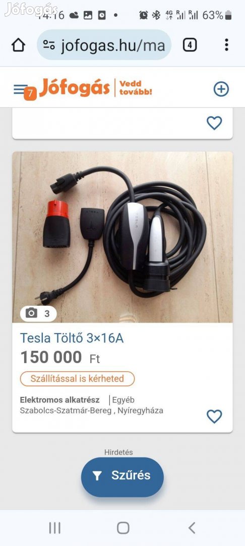 Tesla 3×16A Otholi töltő