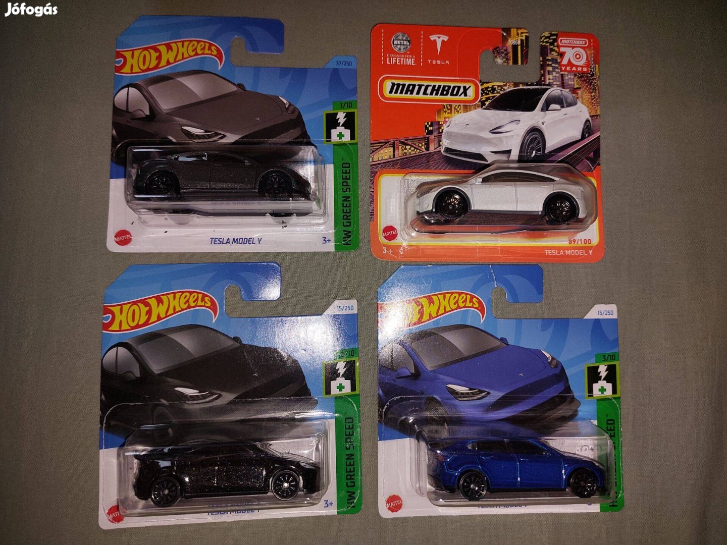 Tesla Model Y Kék fekete ezüst fehér Matchbox Match Box Hot Wheels