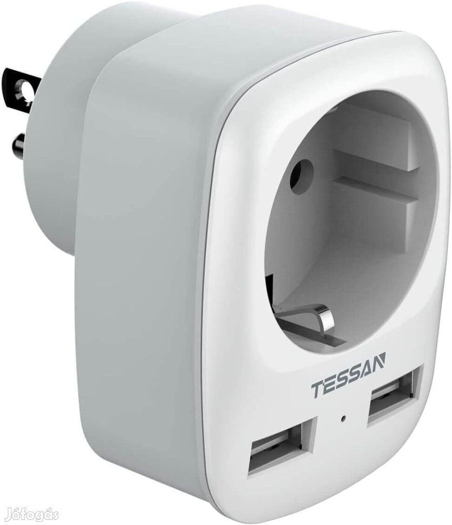 Tessan Európa-USA Csatlakozó Átalakító 2db USB Porttal