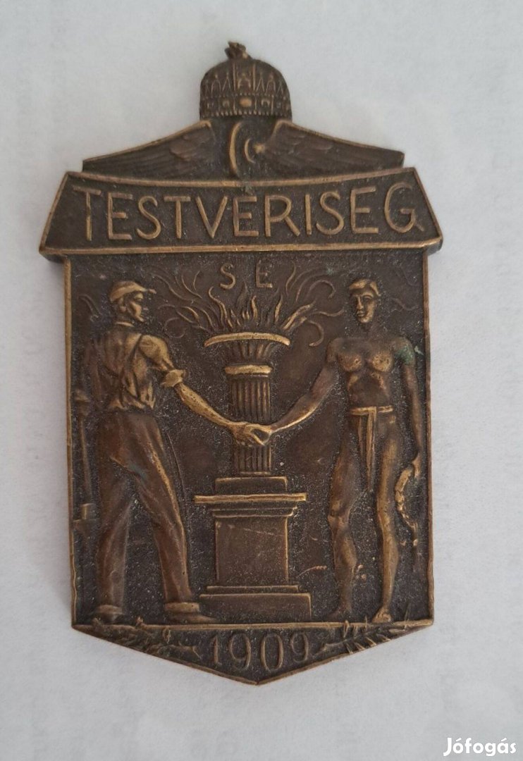 Testvériség 1909 bronz emlék plakett