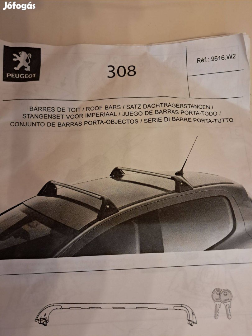 Tető csomagtartó (eredeti) Peugeot 308 -hoz