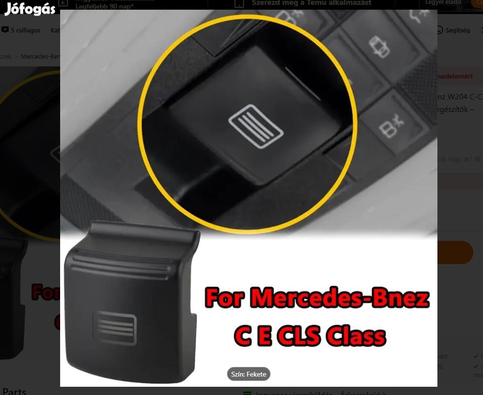 Tetőnyitó gomb 212-204-218-207 fekete A21290646019051 eladó