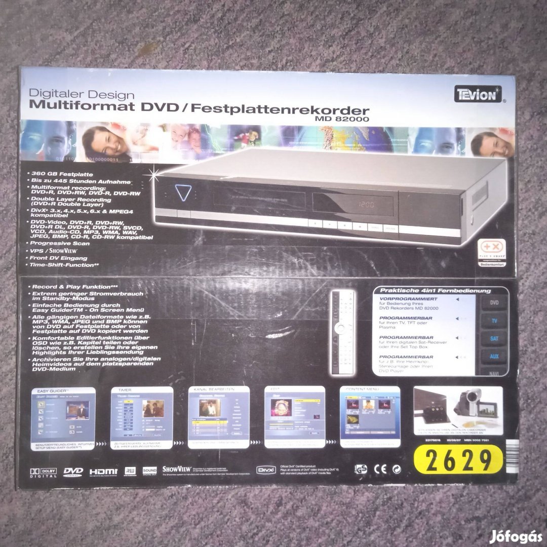 Tevion DVD felvevő , MD 82000 , a DVD lejátszó hibás