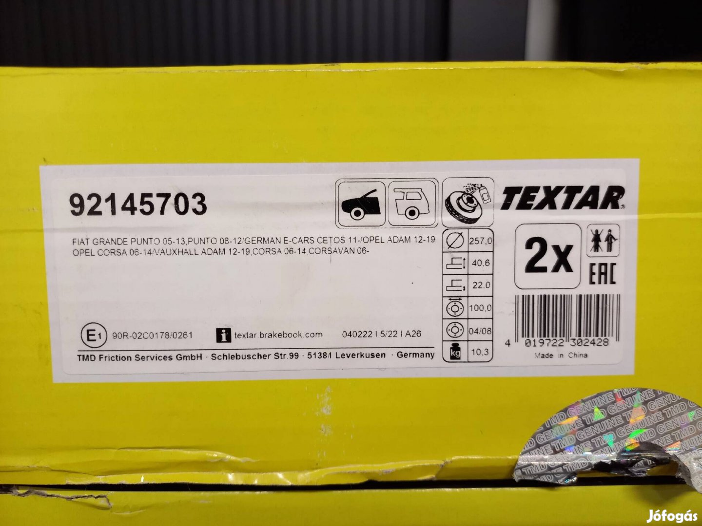 Textar 92145703 Féktárcsa Pro 