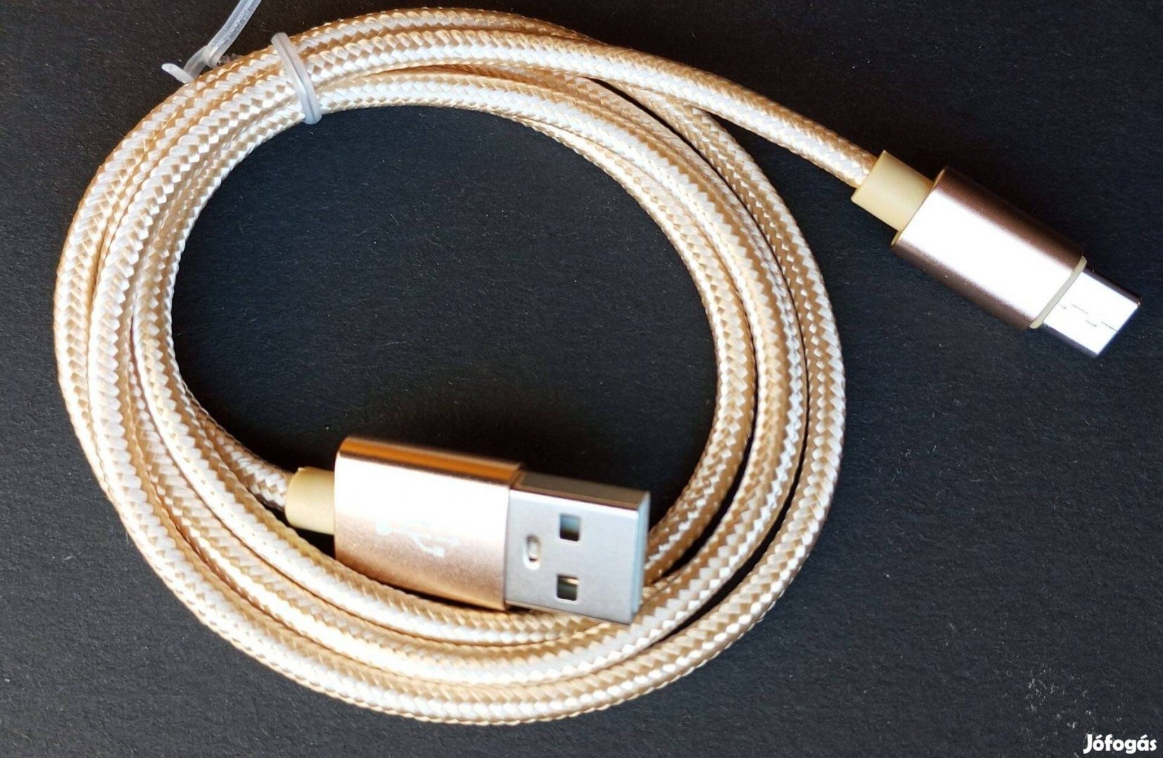 Textilborítású aranyszínű új USB - C töltő adat kábel